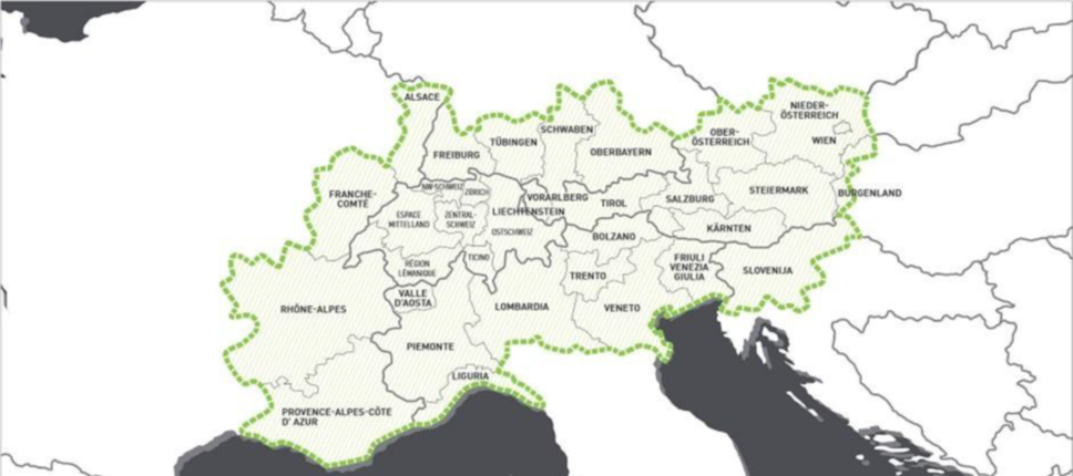 Slika 1: Alpske regije projekta Alptrees