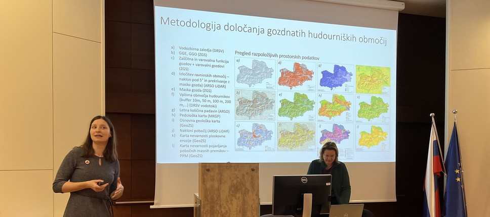 Predstavitev Erike Kozamernik o metodologiji določanja hudourniških območij 